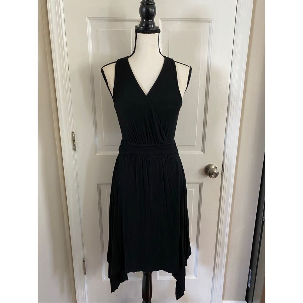 Bebe black faux wrap sleeveless dress size S